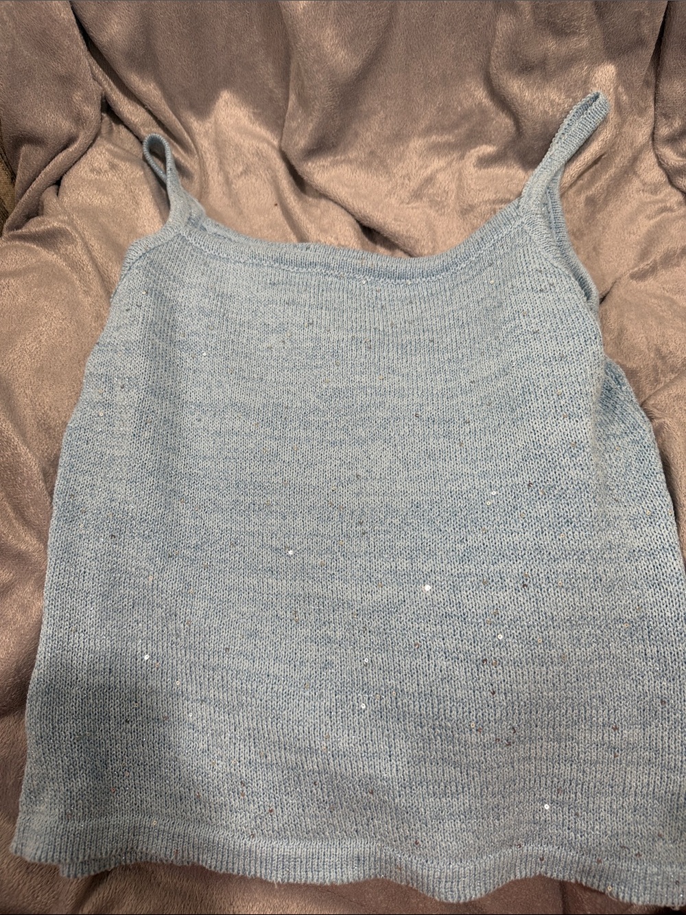 Amazon Light Blue sparkly Knit Camisole Tank